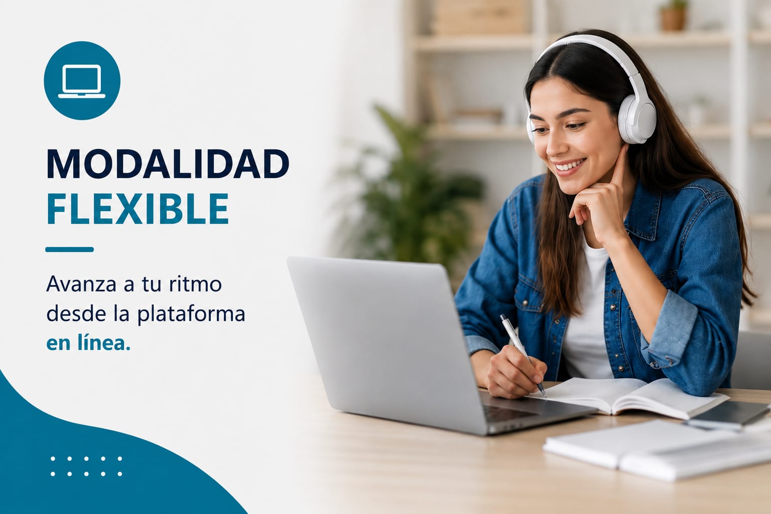 Modalidad flexible — Avanza a tu ritmo desde la plataforma en línea.